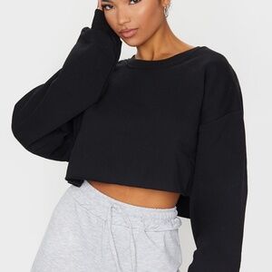Crop Sweatshirt Blk Oversized